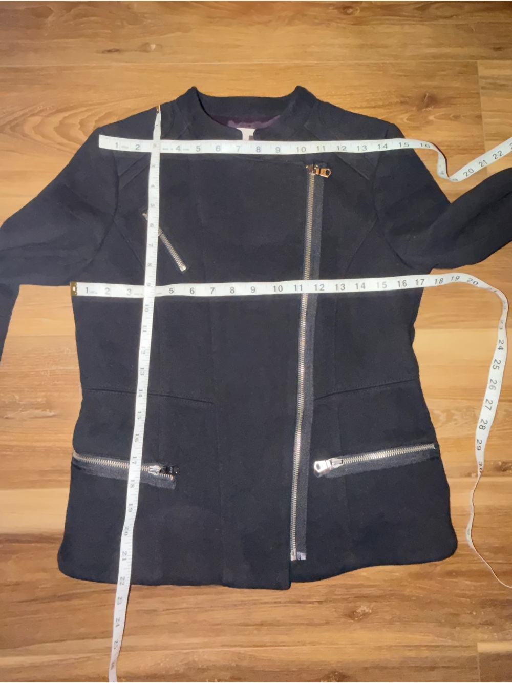 Gap Women Moto Jacket True Black Full Zip with Zip Pockets - Size XS - Picture 6 of 8